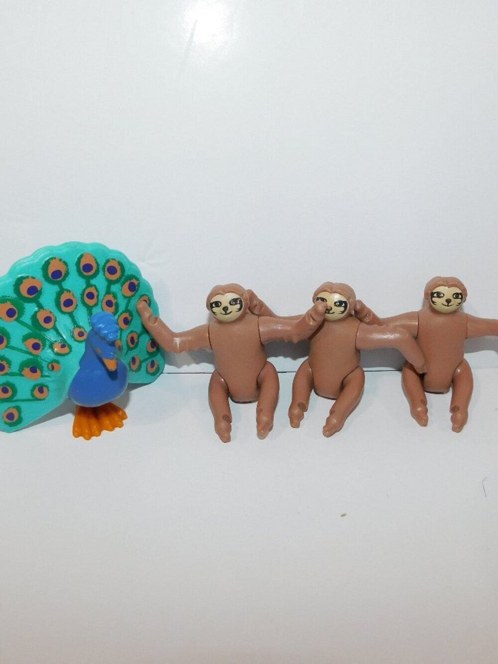 1 Peacock and 3 Sloth McDonalds Happy Meal Playmobil Animal Figures